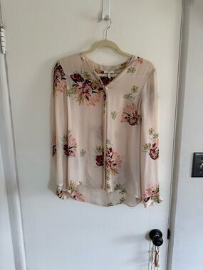 Joie Blush Floral Button-Front Blouse